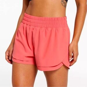 Calia Step Up Orange/Pink Elastic Waist Shorts, Size Large